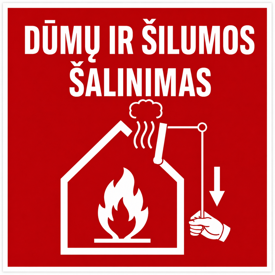 Dūmų ir šilumos šalinimo angos (liuko) ženklas