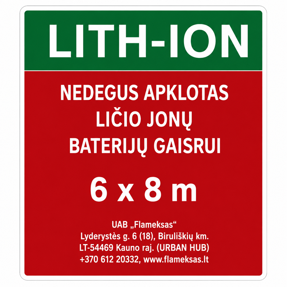 Ličio jonų baterijų gaisro apkloto ženklas